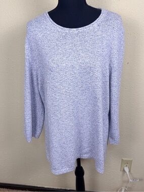 Talbots Women’s XL Light Blue Pink Scoop Neck Knit Sweater Cozy Cabin Cottage